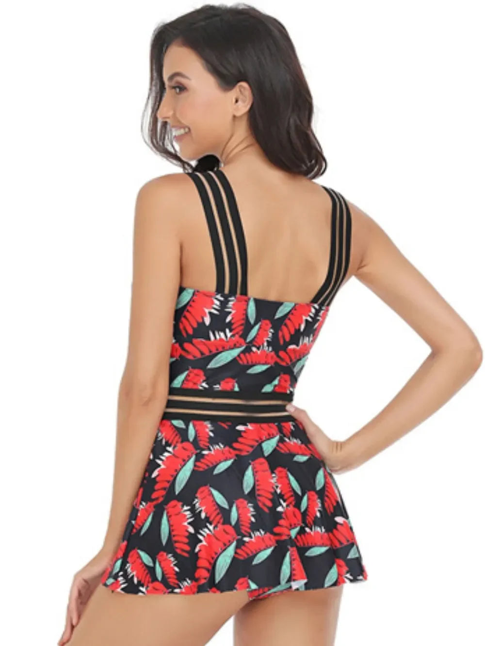 Ruched Printed Sweetheart Neck Two-Piece Bold Print Swim Set - Southern Shores Clothing