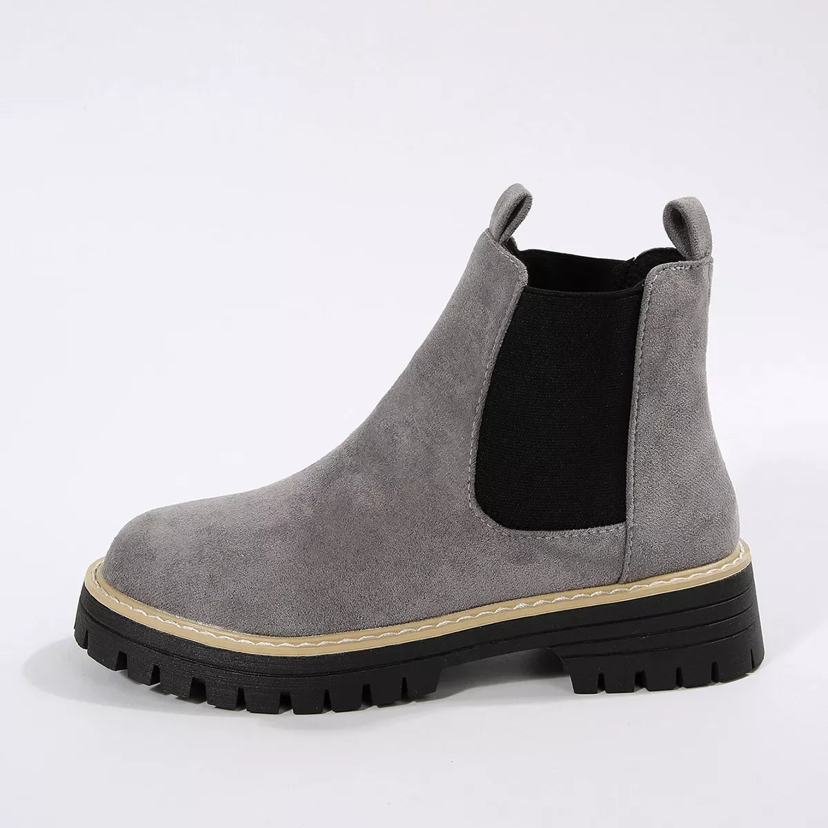Round Toe Block Heel Boots Suede And Rubber - Southern Shores Clothing