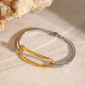 Two-Tone Geometric Link Bracelet With 18K Gold Plating - Southern Shores Clothing