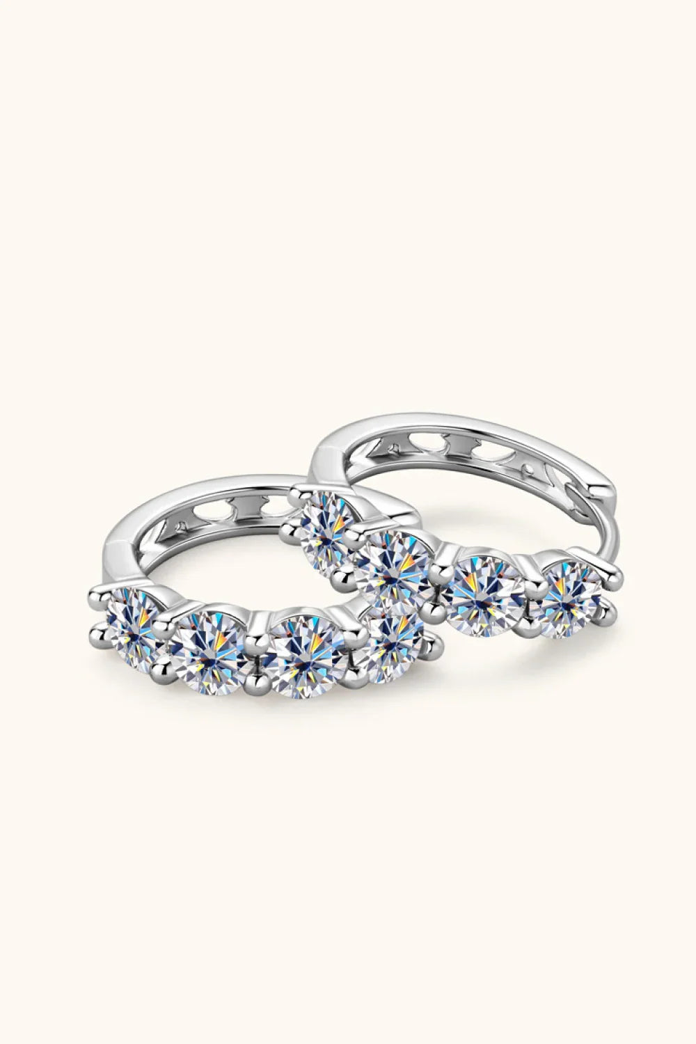 2.4 Carat Moissanite Huggie Earrings Platinum-Plated - Southern Shores Clothing