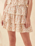 Floral Layered Ruffle Mini Skirt Lightweight - Southern Shores Clothing