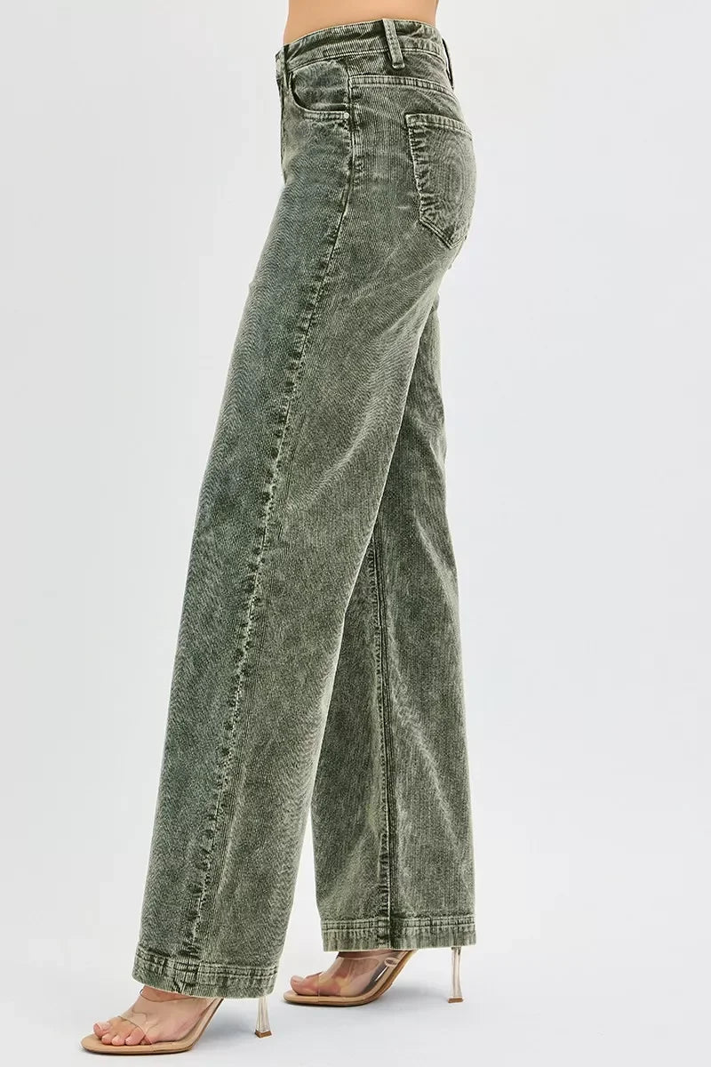 High Rise Wide Leg Corduroy Jeans Plus Size - Southern Shores Clothing