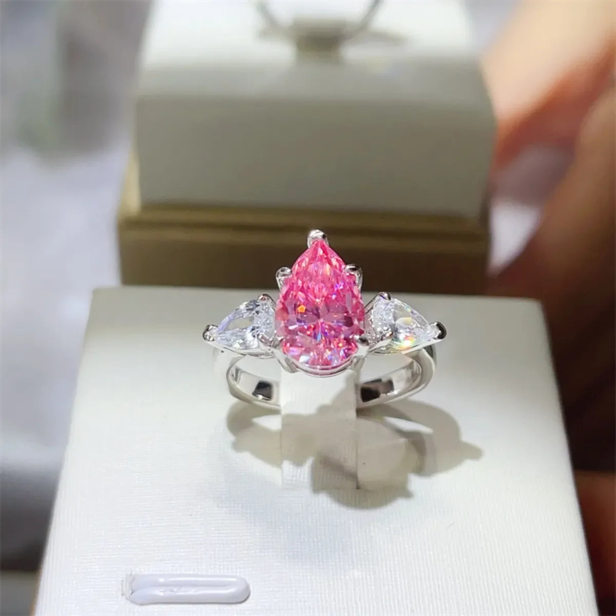 Sterling Silver 2 Carat Moissanite Ring With Zircon Accents - Southern Shores Clothing