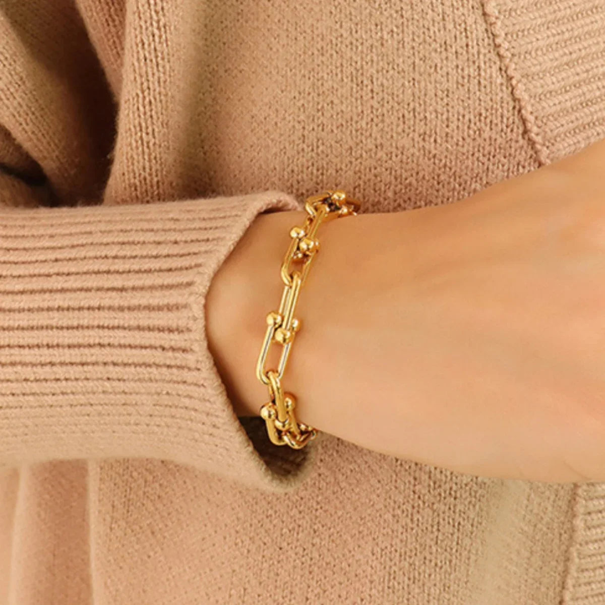 Chunky Titanium Steel Chain Bracelet Gold Or Platinum Plated - Southern Shores Clothing