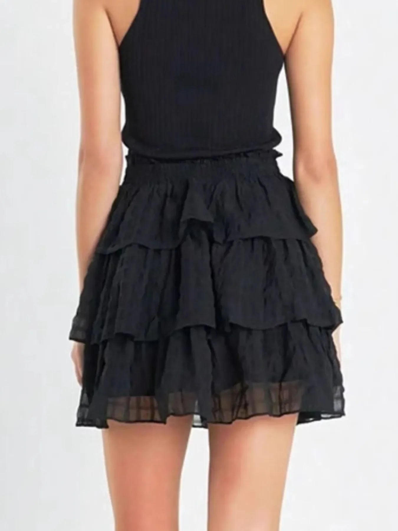 Tiered Ruffle Layered Mini Skirt With Smocked Waist - Southern Shores Clothing