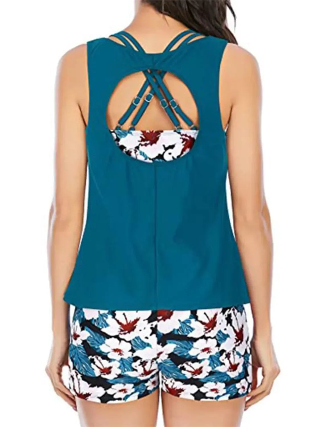 Cutout Printed Round Neck Three-Piece Leopard Print Swim Set - Southern Shores Clothing