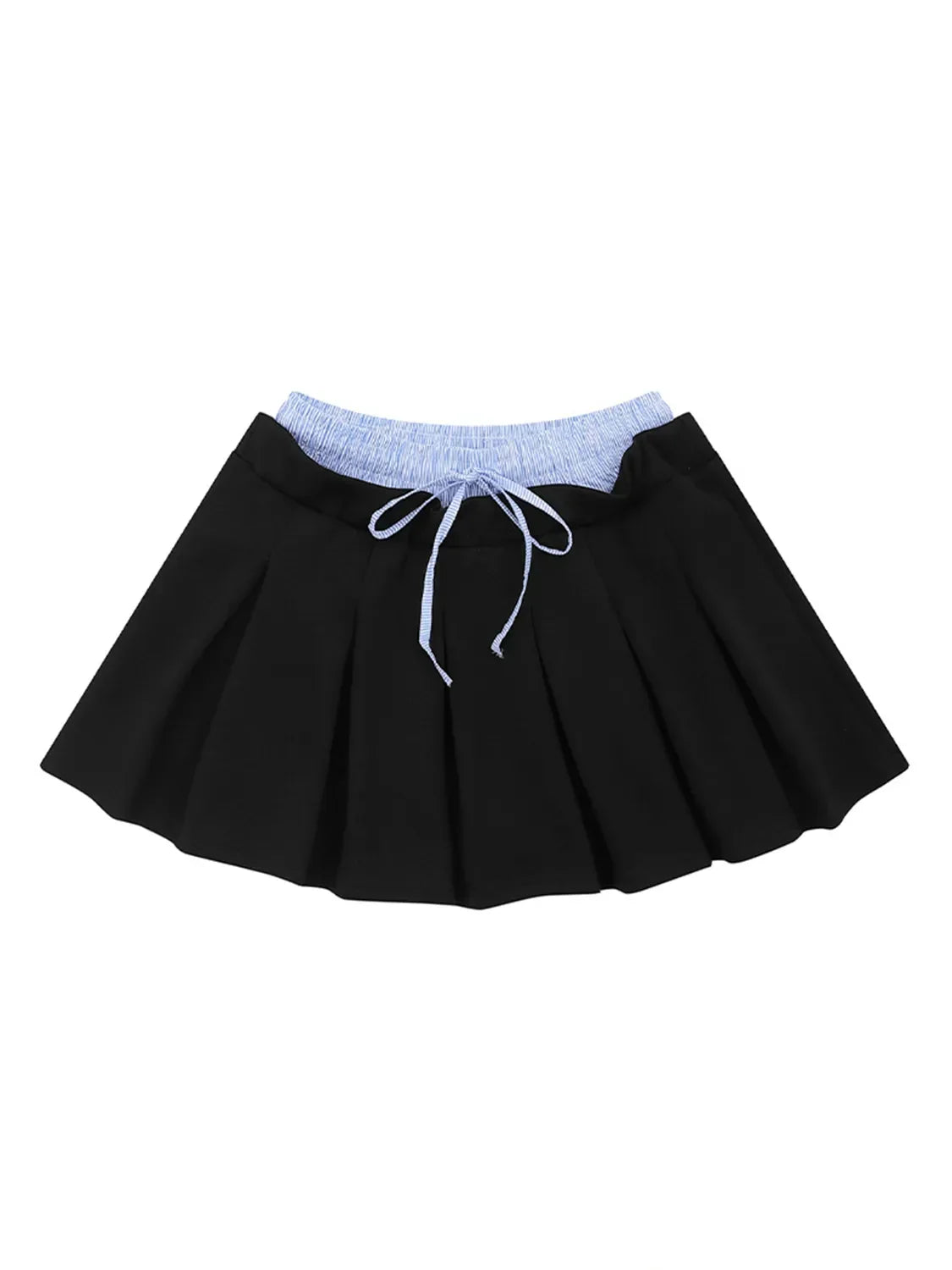 Velour Drawstring Pleated Mini Skirt Adjustable Waist - Southern Shores Clothing