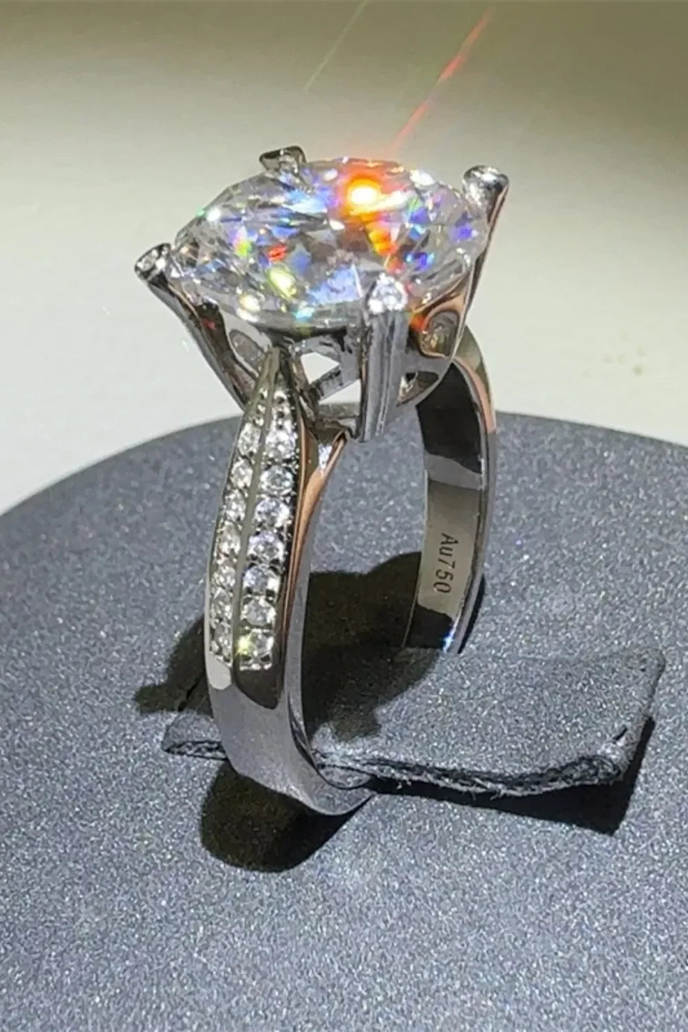 Six Prong Center Moissanite Sterling Silver Ring - Southern Shores Clothing