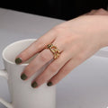 Adjustable 18K Gold-Plated Chain Link Open Ring - Southern Shores Clothing