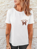 Embroidered Bowknot Casual Tee With Stretch Fabric - Southern Shores Clothing