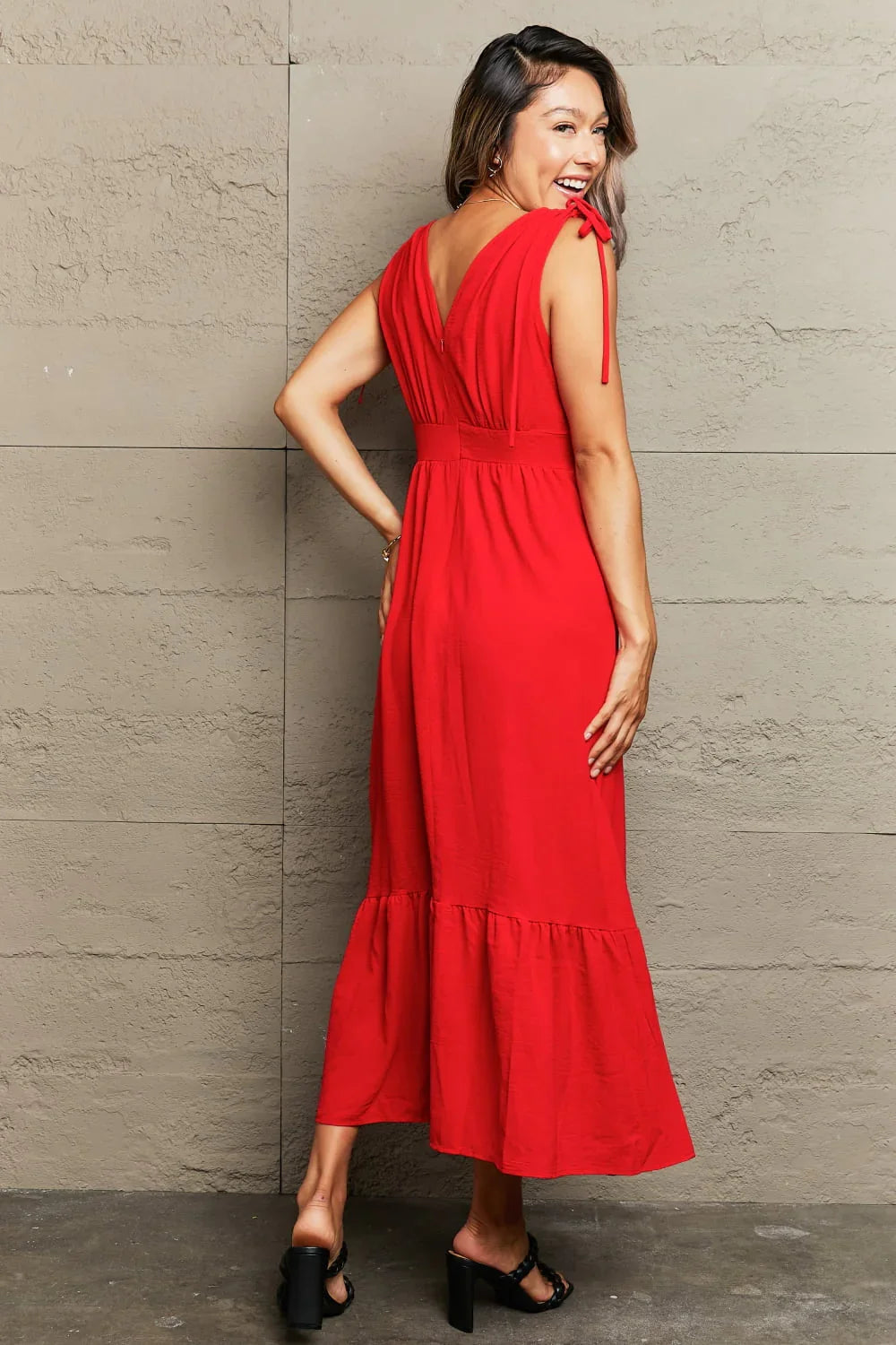 Casual Drawstring V Neck Sleeveless Maxi Dress - Southern Shores Clothing