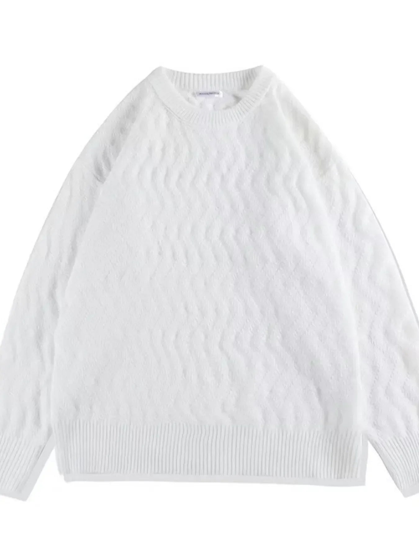 Oversized Textured Wave Knit Sweater Relaxed Fit - Southern Shores Clothing