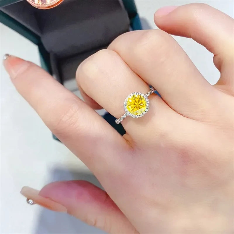 1 Carat Moissanite Sterling Silver Halo Ring - Southern Shores Clothing