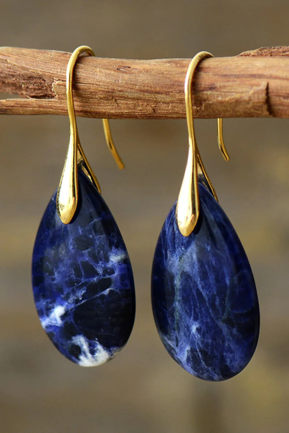 Natural Stone Teardrop Earrings With 14K Gold Plating - Southern Shores Clothing
