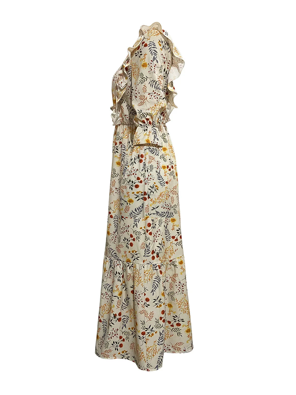 Casual Floral Cutout Flounce Sleeve Dress - Southern Shores Clothing
