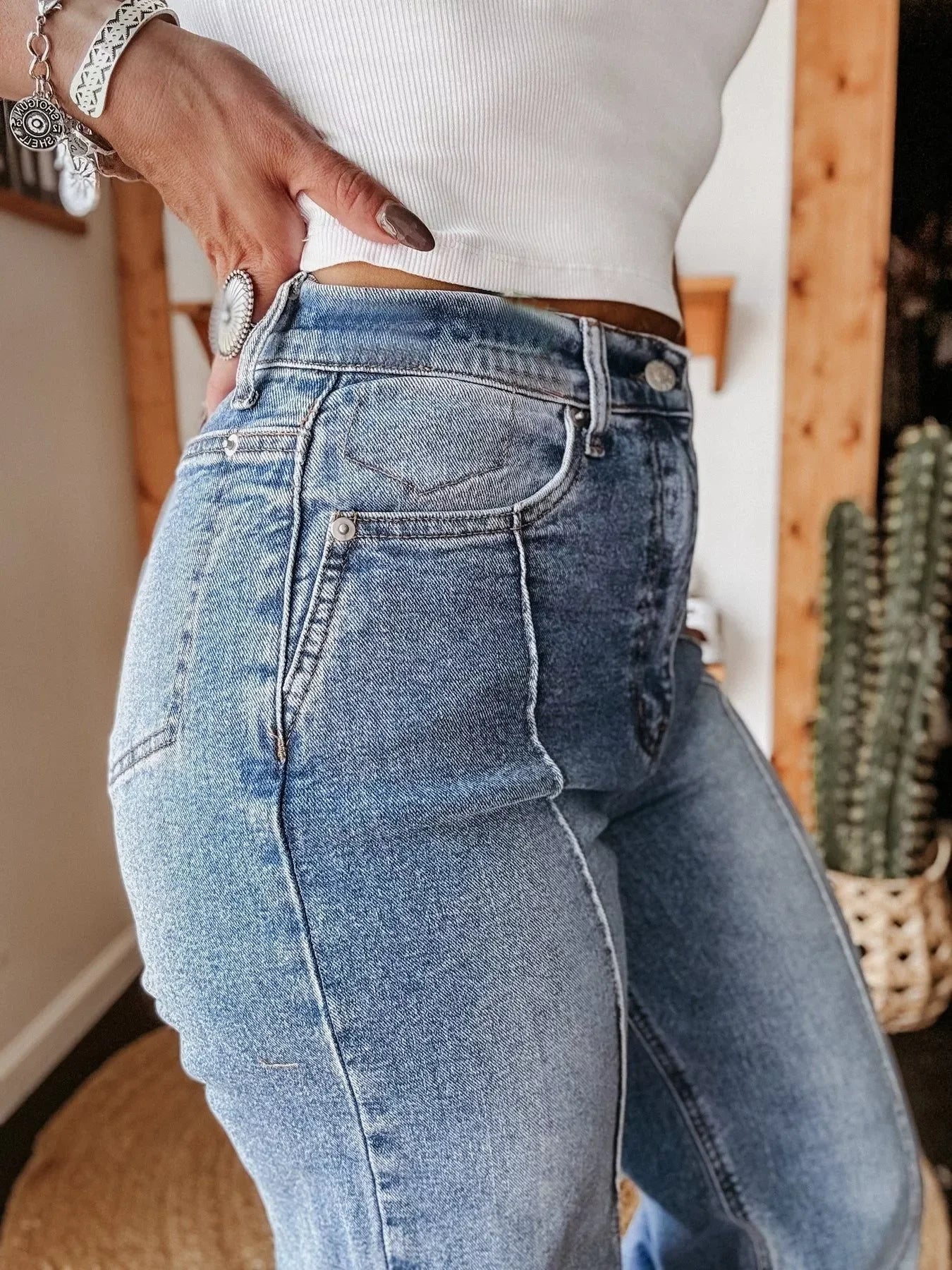 Coastal High Waisted Wide Leg Denim Jeans - Southern Shores Clothing