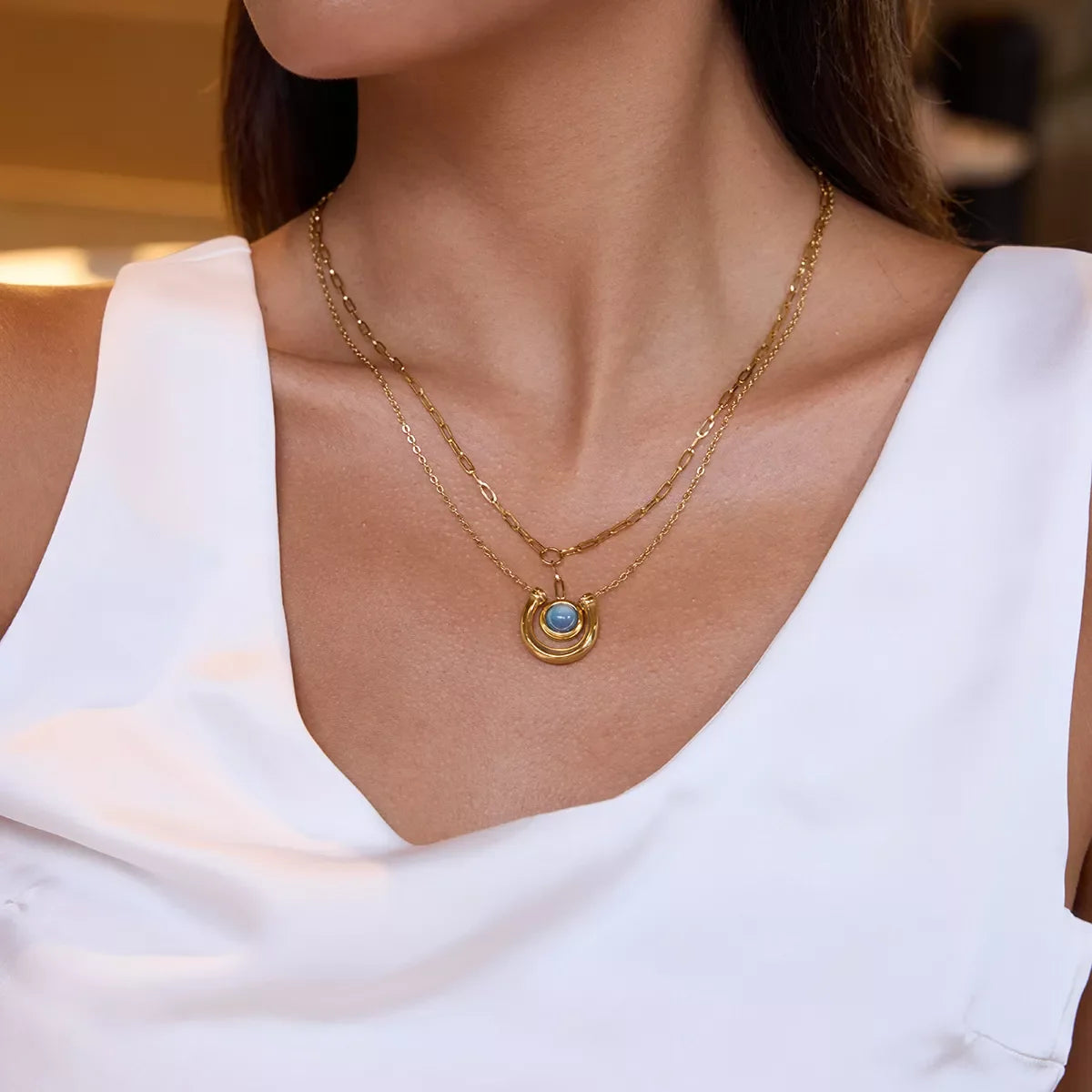 Two-Piece Pendant Necklace In 18K Gold-Plated Finish - Southern Shores Clothing
