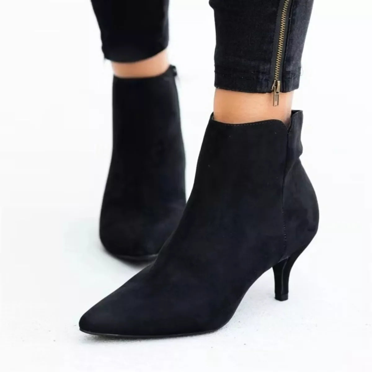 Point Toe Kitten Heels Ankle Boots Suede Classic - Southern Shores Clothing
