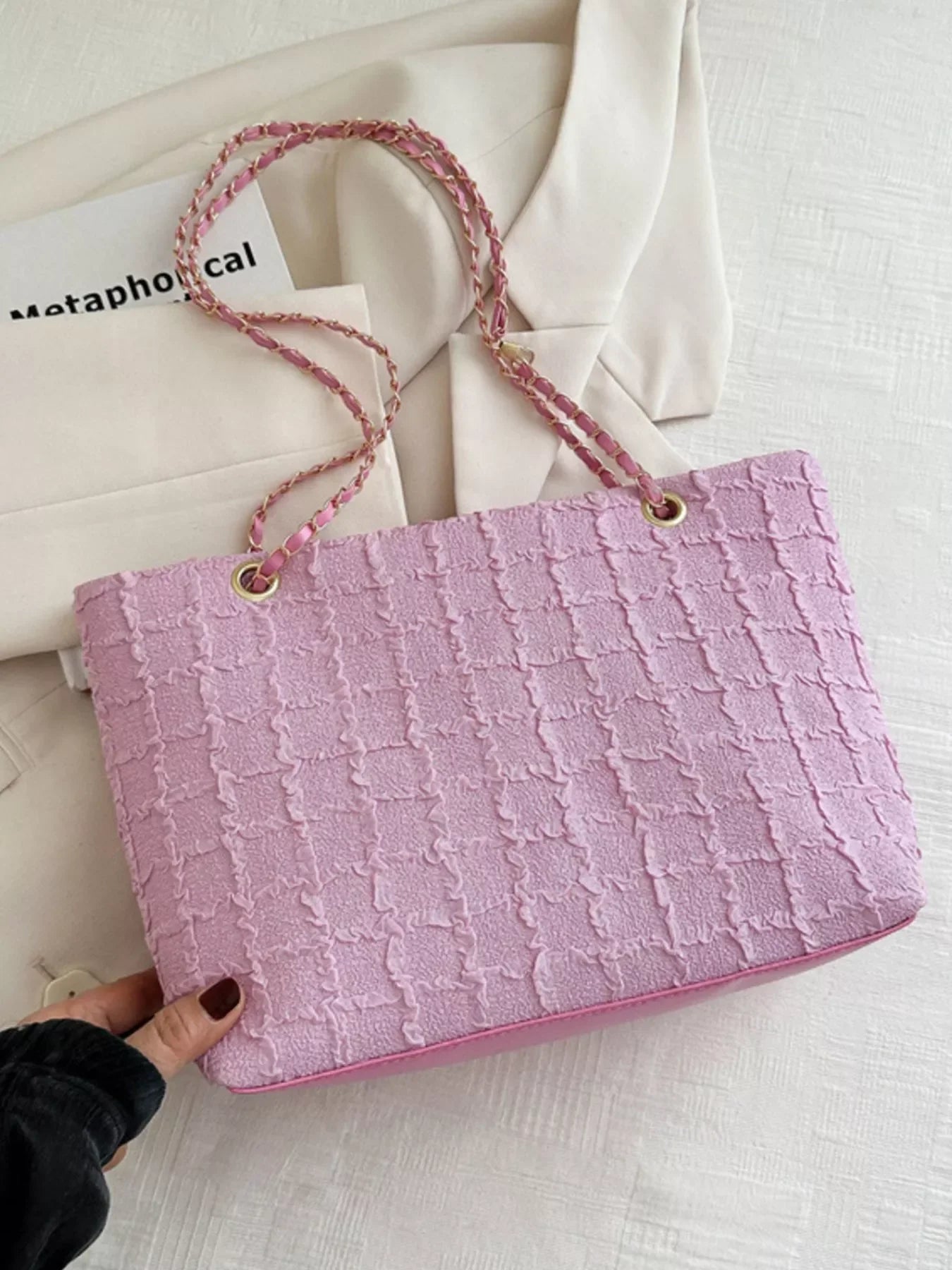 Classic Tweed Chain Shoulder Bag Polyester - Southern Shores Clothing