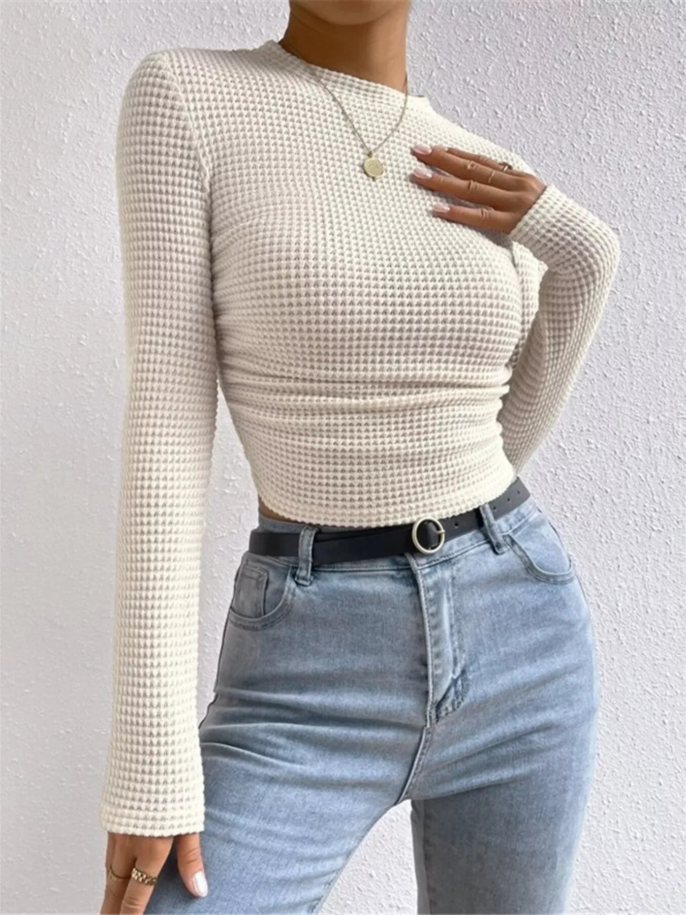 Waffle Knit Long Sleeve T-Shirt - Southern Shores Clothing