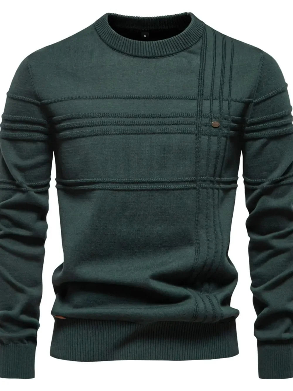 Classic Fine Knit Round Neck Striped Sweater