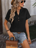 Mandy Notched Buttoned Short Sleeve T-Shirt - Southern Shores Clothing