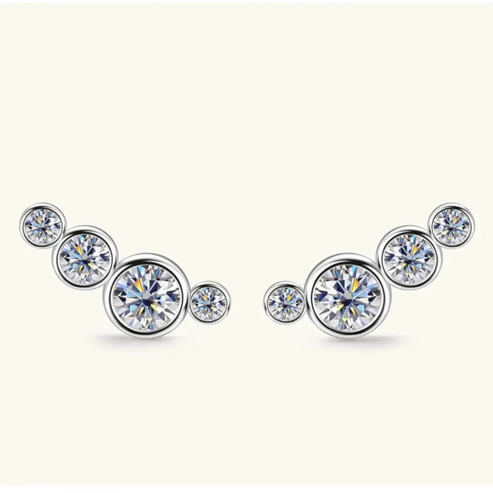 Sterling Silver Moissanite Stud Earrings - Southern Shores Clothing