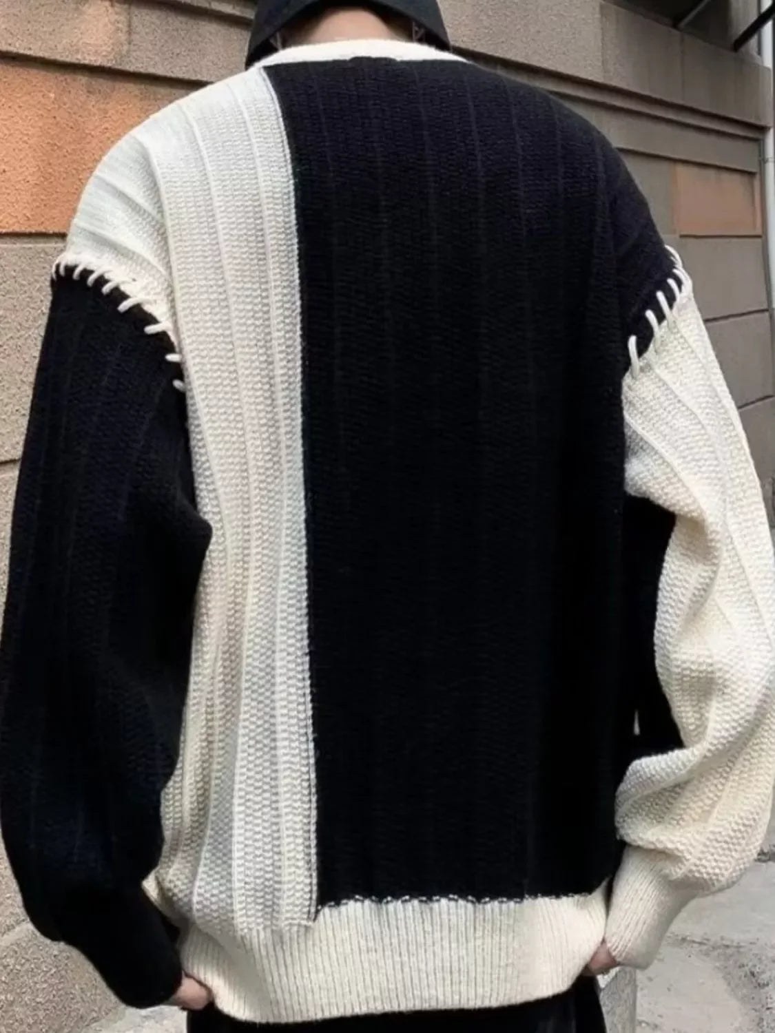 Block Oversized Knit Sweater Polyester Spandex Blend Coastal - Southern Shores Clothing
