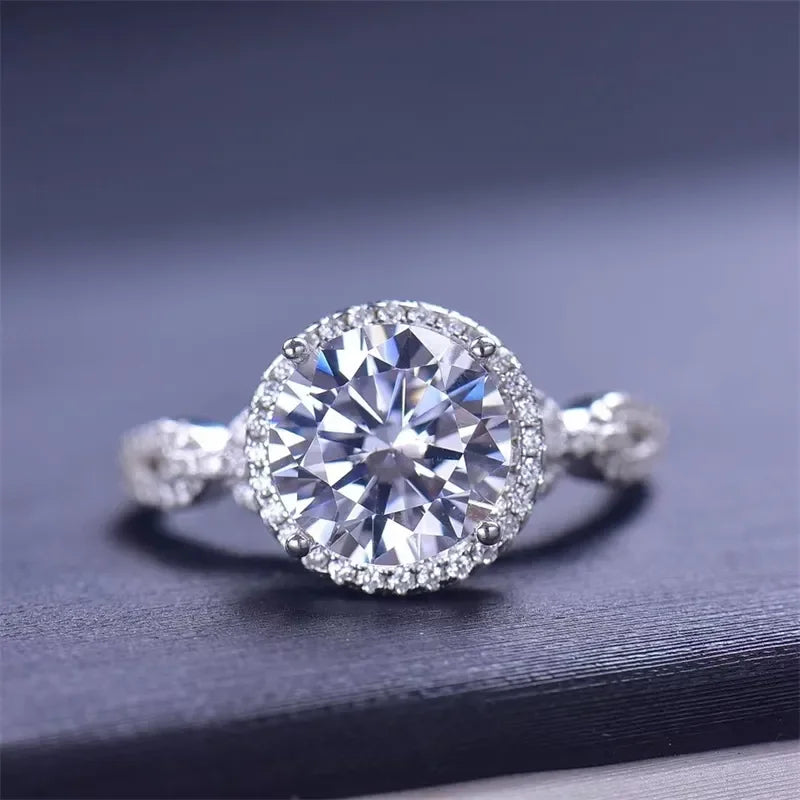 3 Carat Sterling Silver Moissanite Ring Halo Setting - Southern Shores Clothing