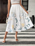 Floral Print Midi Skirt With Button Details - Southern Shores Clothing