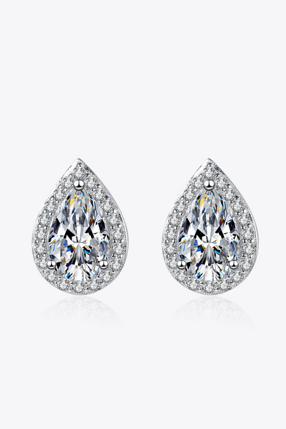 Southern Shores Moissanite Teardrop Stud Earrings in Sterling Silver