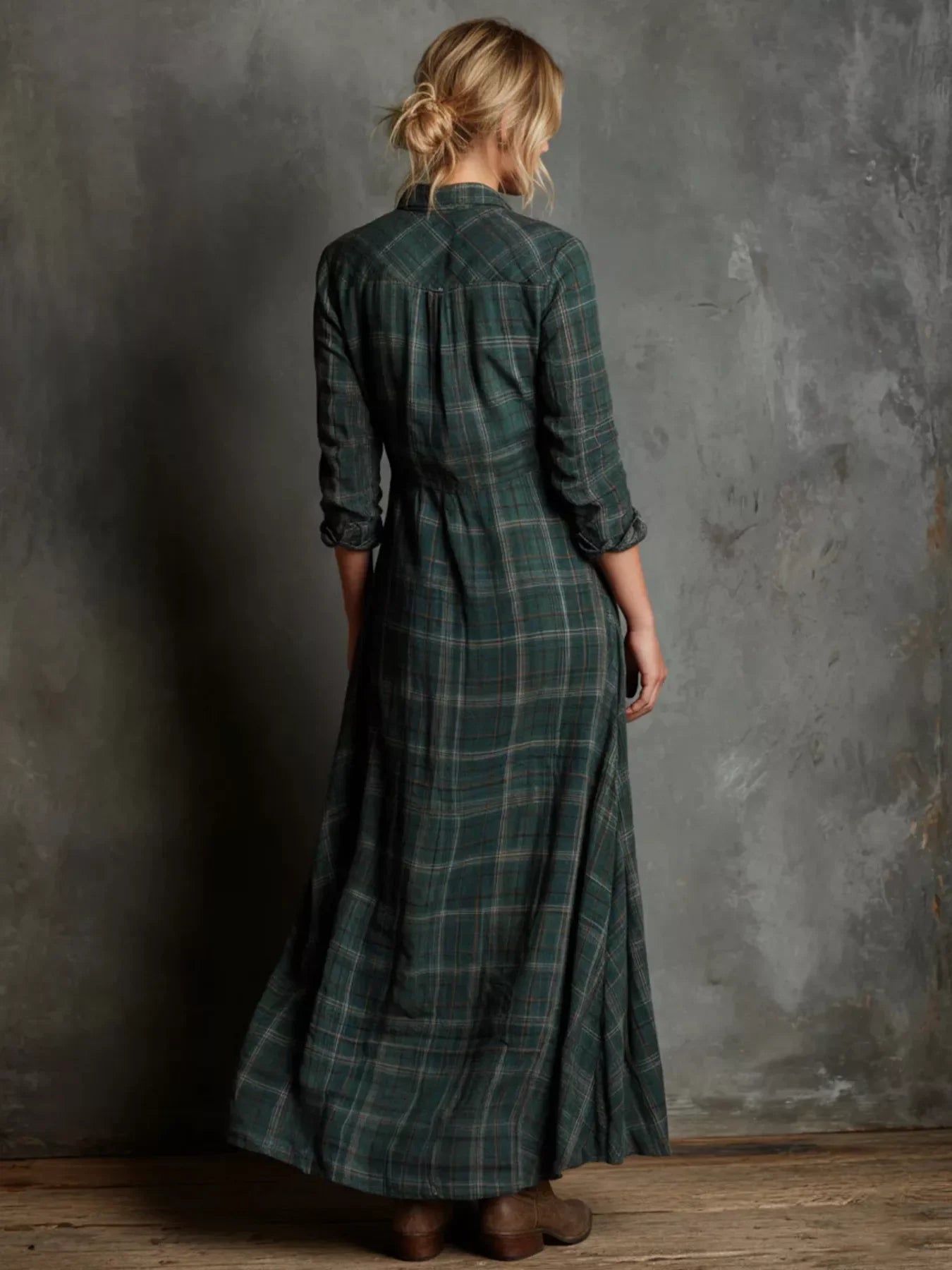 Plaid Button-Down Maxi Dress With Pockets Plus Size - Southern Shores Clothing