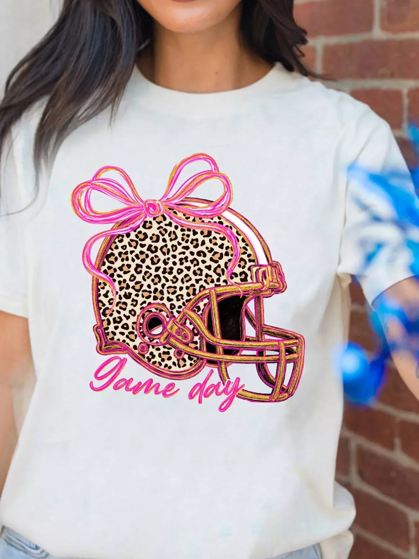 Leopard Game Day Helmet Graphic Tee - Southern Shores Clothing