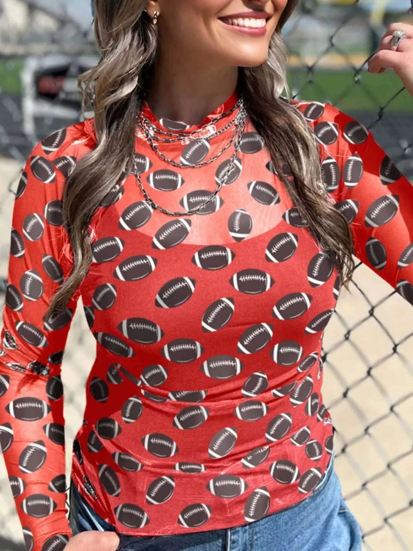 Stretch Mesh Sheer Long Sleeve Top With Coastal Flair - Southern Shores Clothing