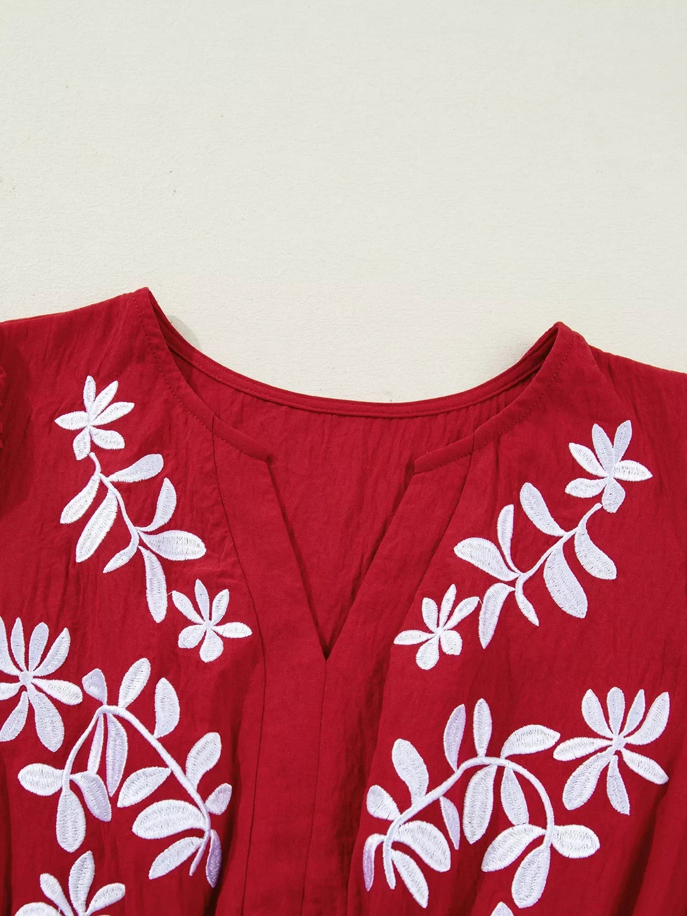 Embroidered Cinched Waist Tiered Long Sleeve Maxi Dress - Southern Shores Clothing