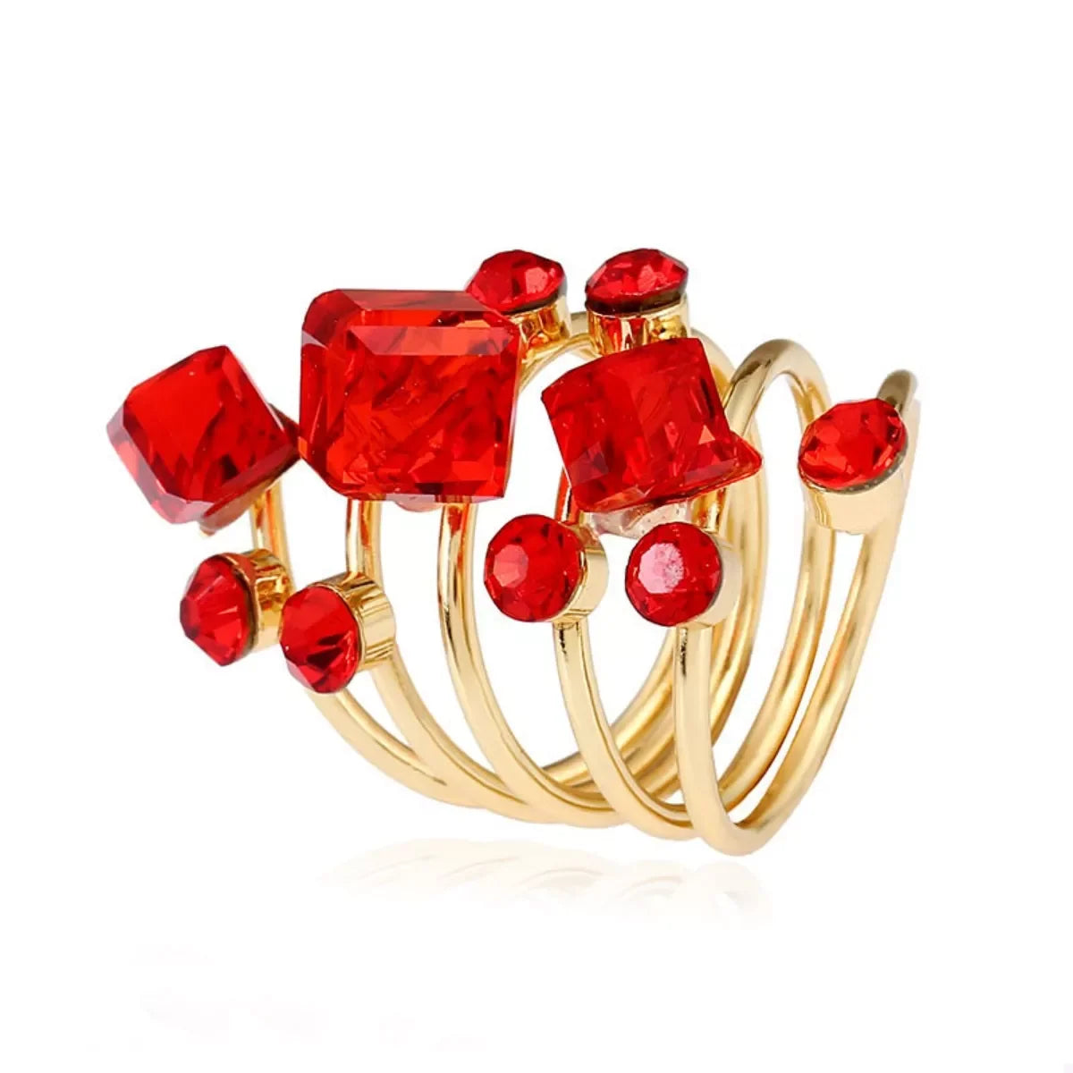 18K Gold-Plated Multi-Layer Crystal Ring - Southern Shores Clothing