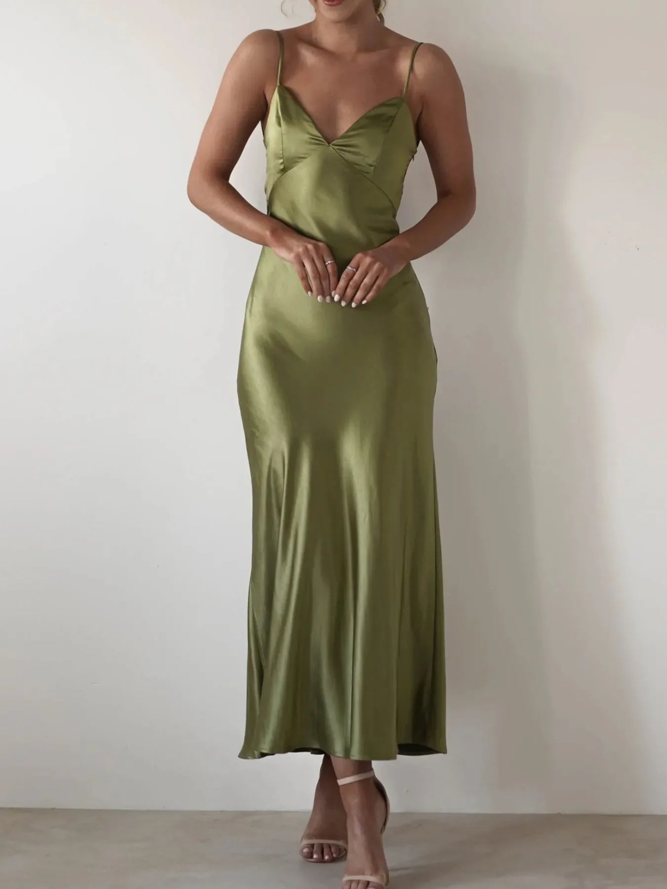 Satin Backless Cami Dress For Coastal Wear - Southern Shores Clothing