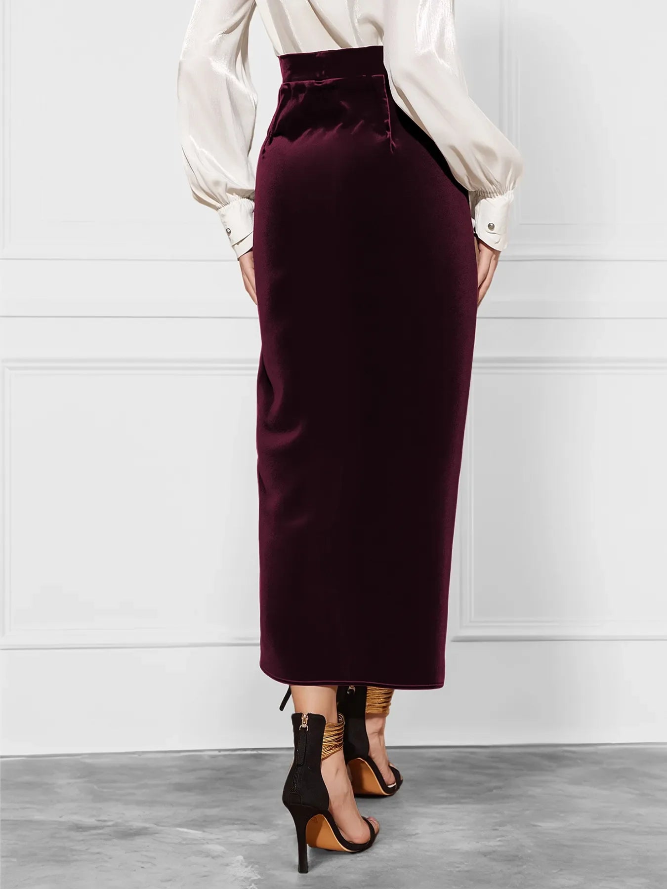Velvet Side Tied Skirt With Front Slit Classic Style - Southern Shores Clothing