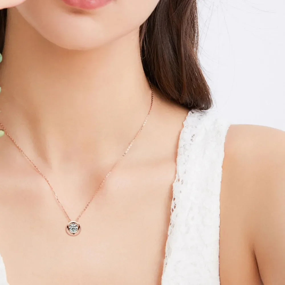 1 Carat Moissanite Rose Gold Plated Sterling Silver Necklace - Southern Shores Clothing