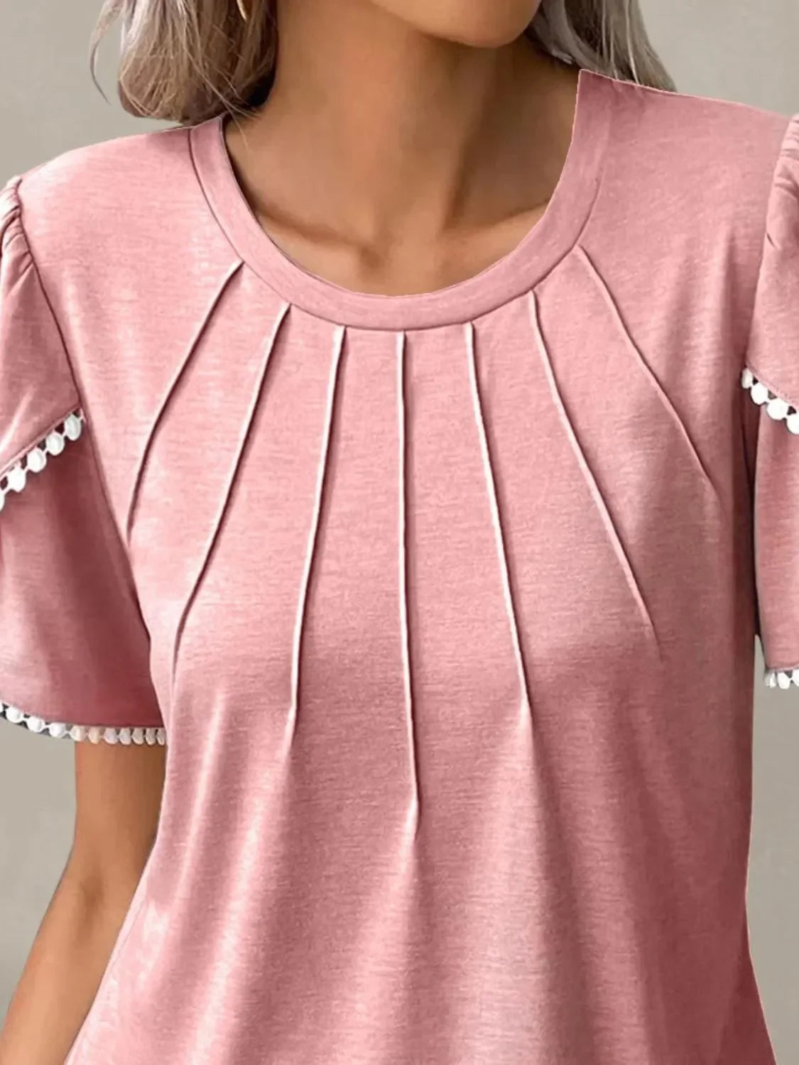 Round Neck Petal Sleeve Blouse Plus Size - Southern Shores Clothing