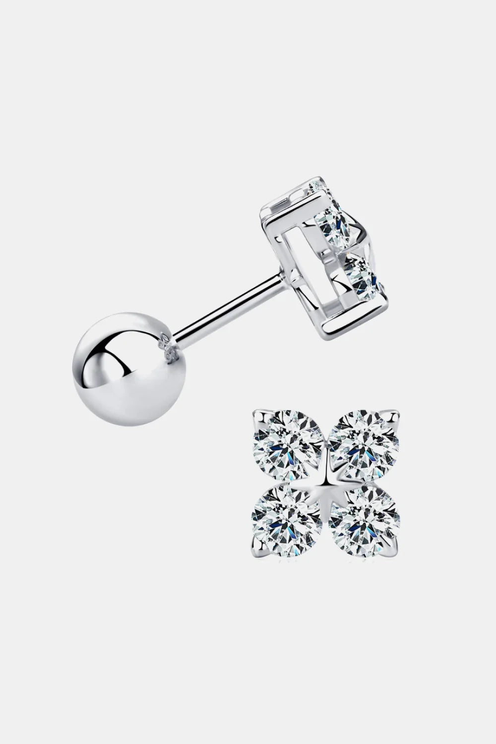 Moissanite Four Leaf Clover Earrings Sterling Silver - Southern Shores Clothing