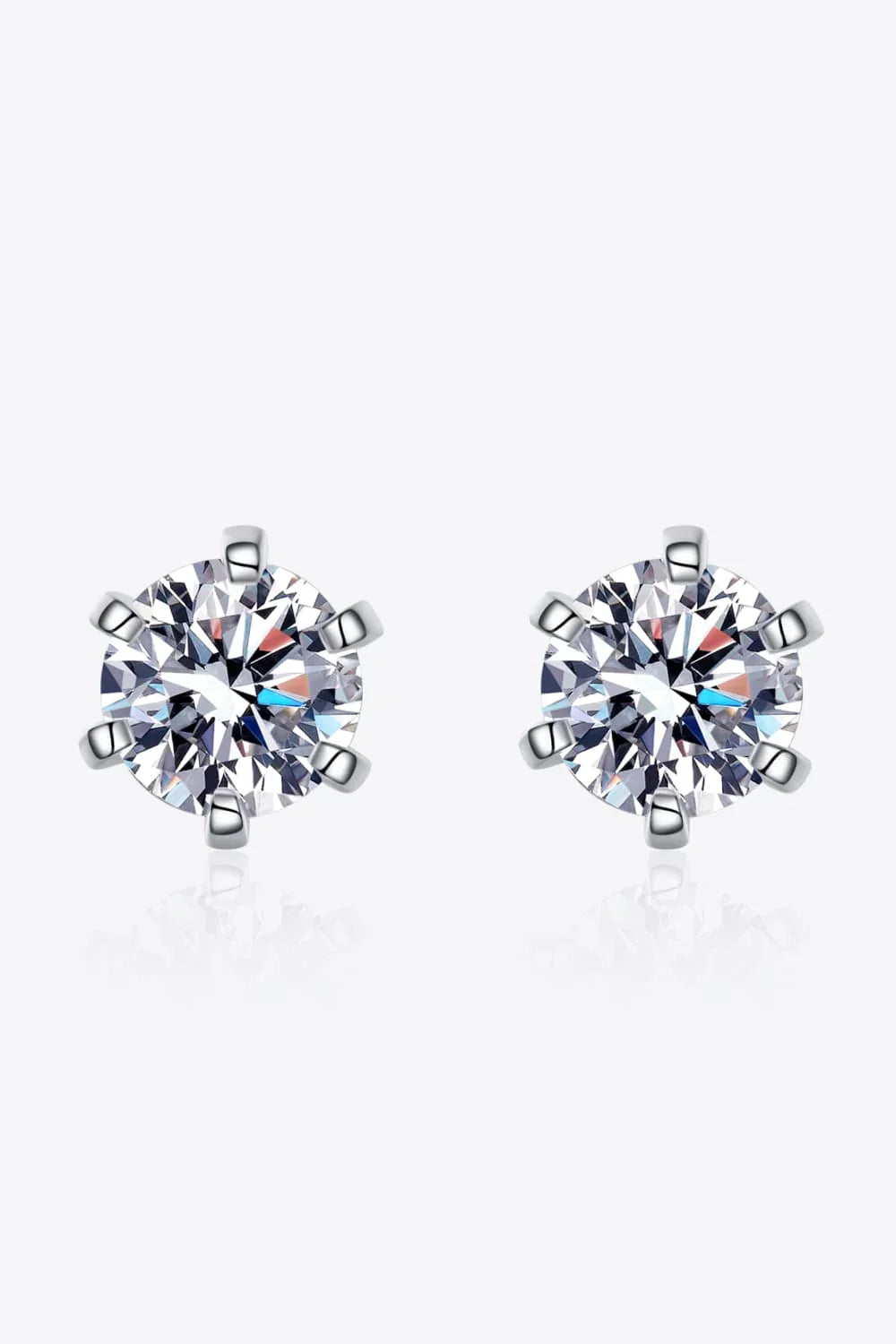 1 Carat Moissanite Rhodium Plated Stud Earrings - Southern Shores Clothing
