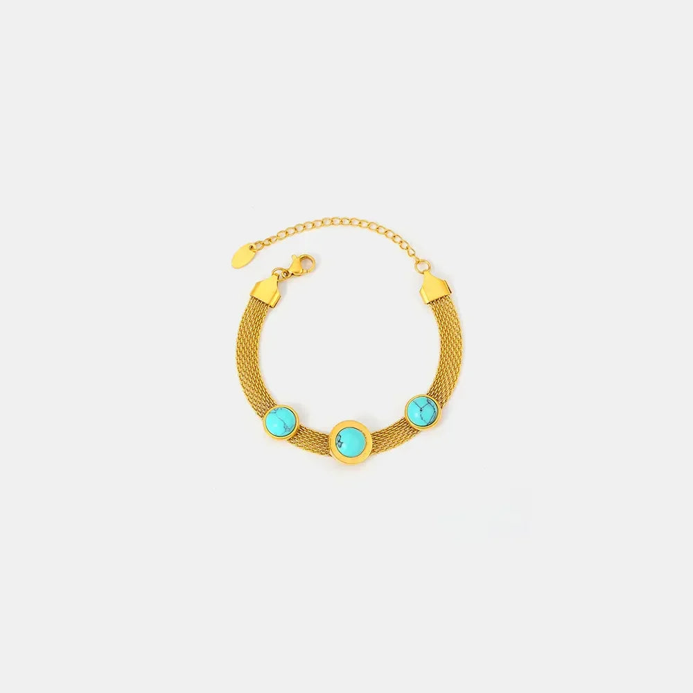 Inlaid Titanium Steel Bracelet With Turquoise Inlays - Southern Shores Clothing