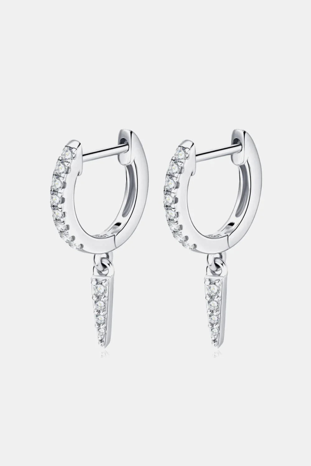 Minimalist Moissanite Sterling Silver Drop Huggie Earrings - Southern Shores Clothing