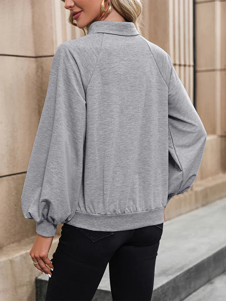 Buttoned Collared Blouse With Pockets Three Quarter Sleeves - Southern Shores Clothing