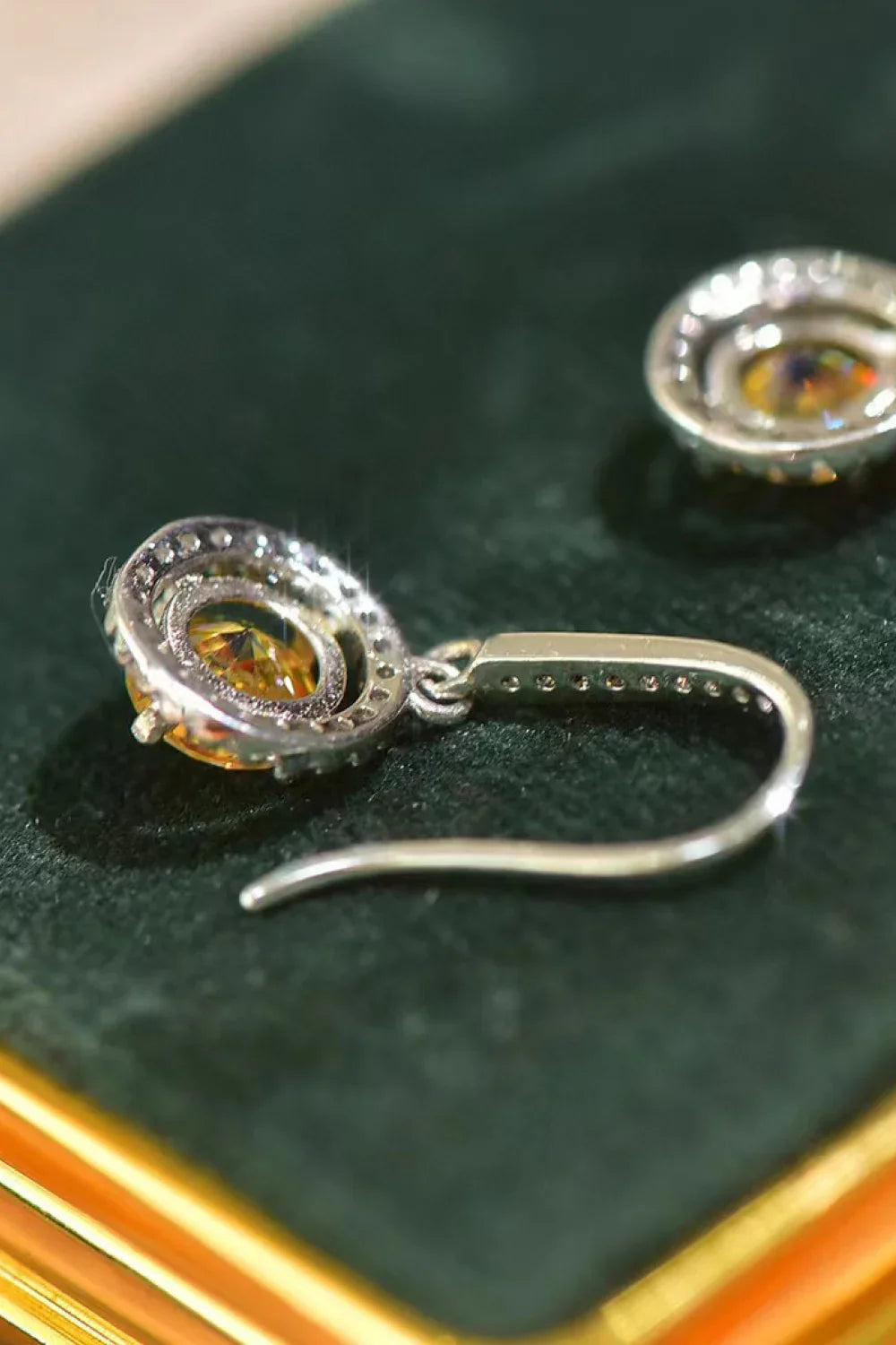 Platinum-Plated 2 Carat Moissanite Halo Earrings - Southern Shores Clothing