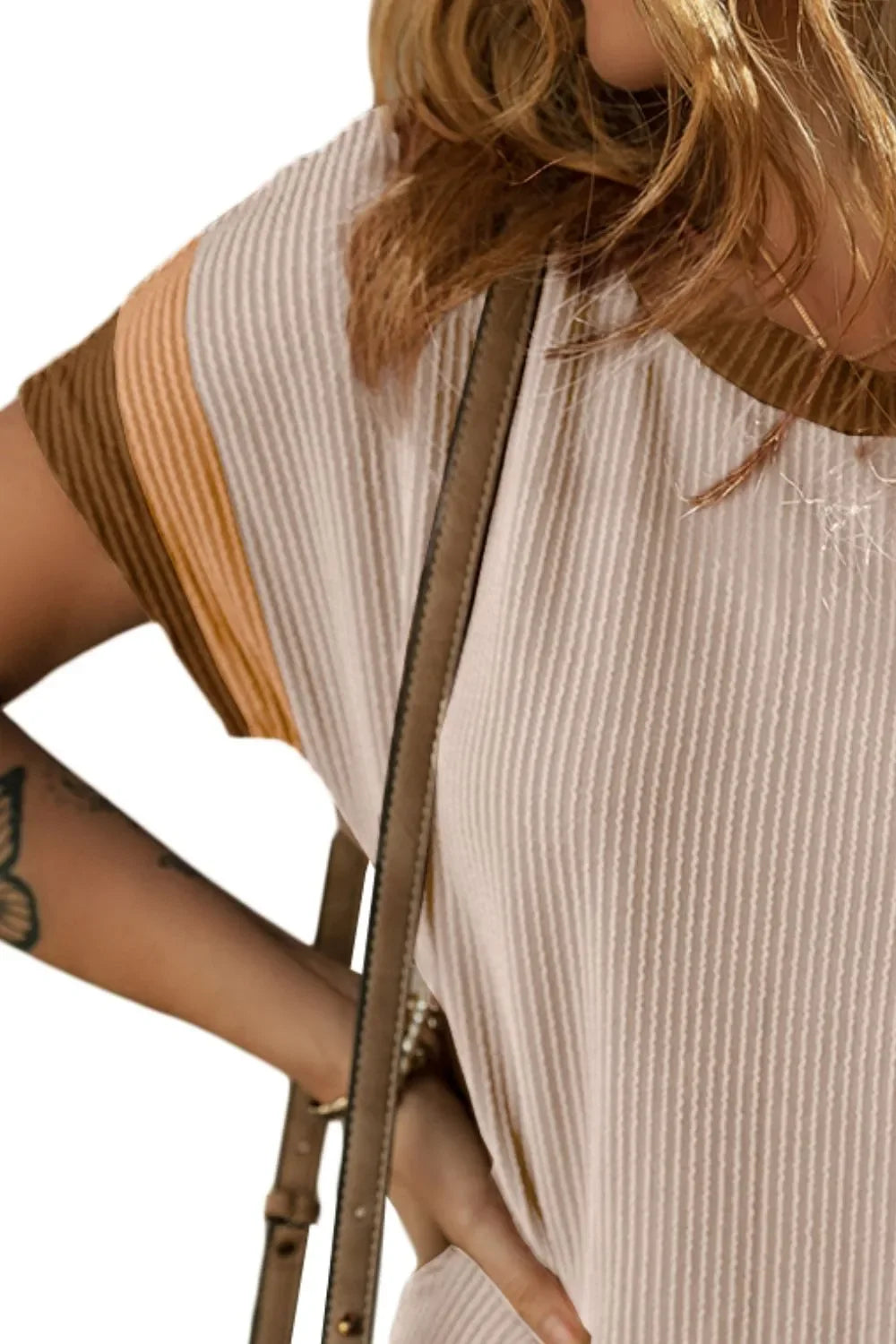 Textured Round Neck Short Sleeve Dress - Southern Shores Clothing