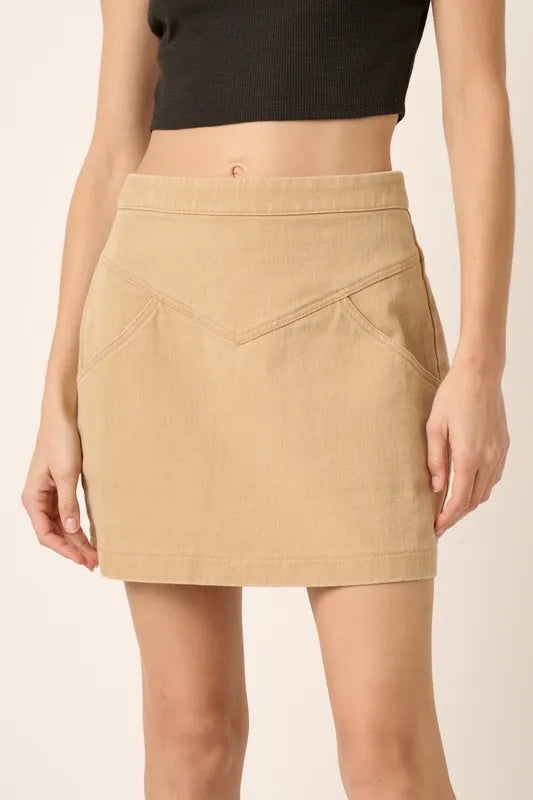 Coastal Style Mittoshop Zipper Back Twill Mini Skirt