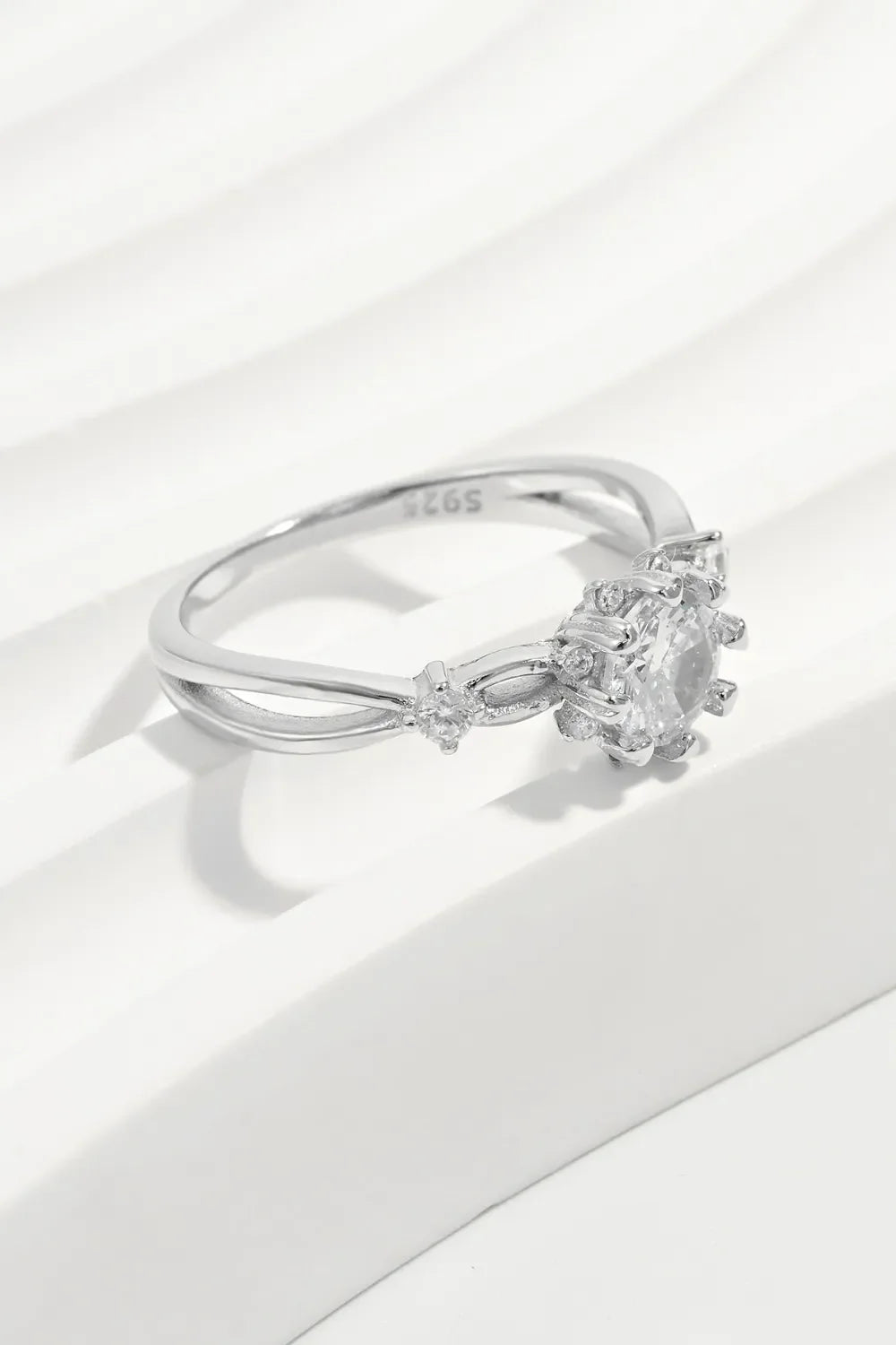Sterling Silver Inlaid Zircon Ring Platinum Plating - Southern Shores Clothing