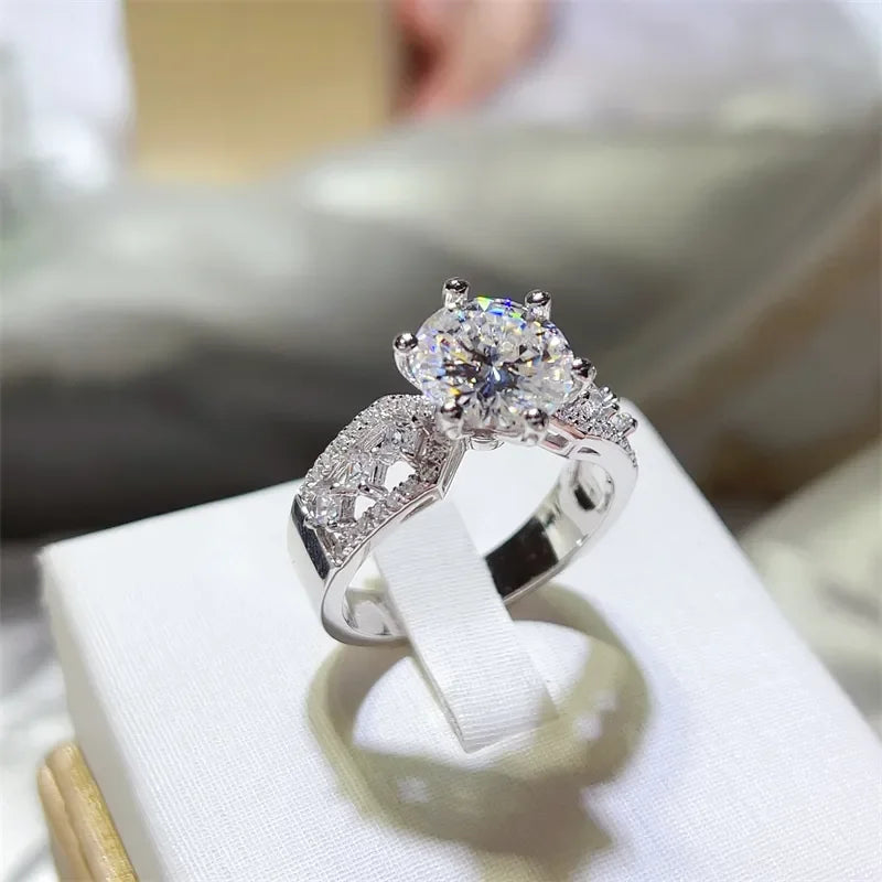 3 Carat Platinum-Plated Sterling Silver Moissanite Ring - Southern Shores Clothing
